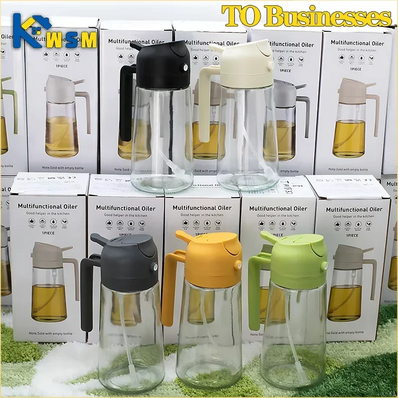 2-in-1 Oil Spray Bottle & Pour Dispenser – No-Leak Glass for Cooking, BBQ & Air Fryer