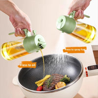 2-in-1 Oil Spray Bottle & Pour Dispenser – No-Leak Glass for Cooking, BBQ & Air Fryer