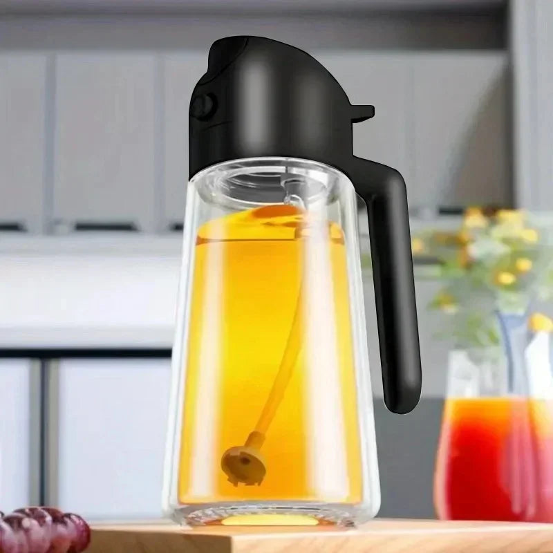 2-in-1 Oil Spray Bottle & Pour Dispenser – No-Leak Glass for Cooking, BBQ & Air Fryer