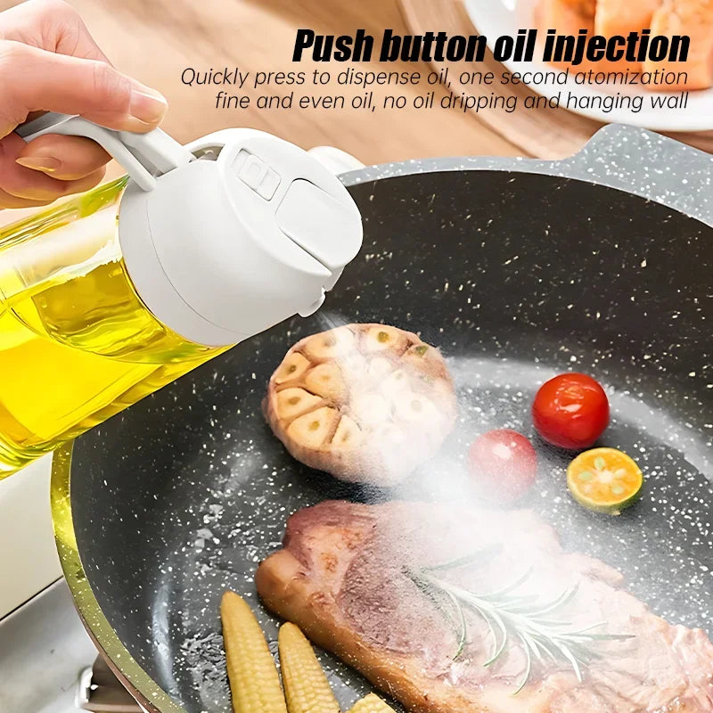 2-in-1 Oil Spray Bottle & Pour Dispenser – No-Leak Glass for Cooking, BBQ & Air Fryer